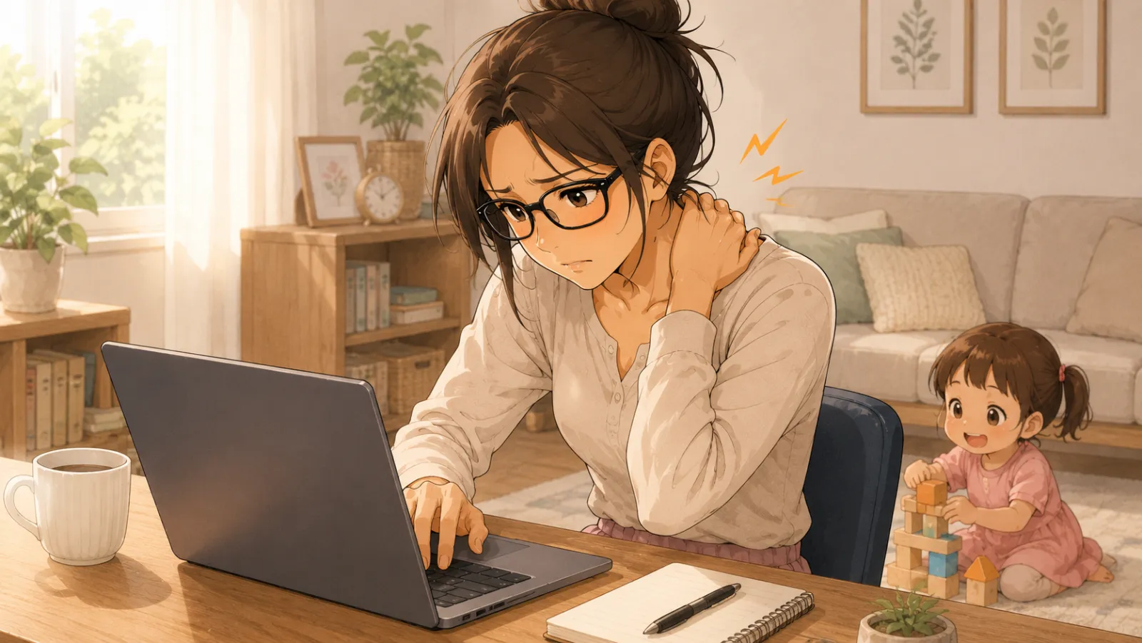 在宅ワークの肩こりは座り姿勢から
